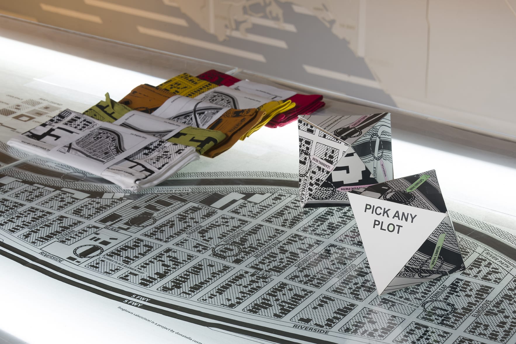 Folded paper on vitrine