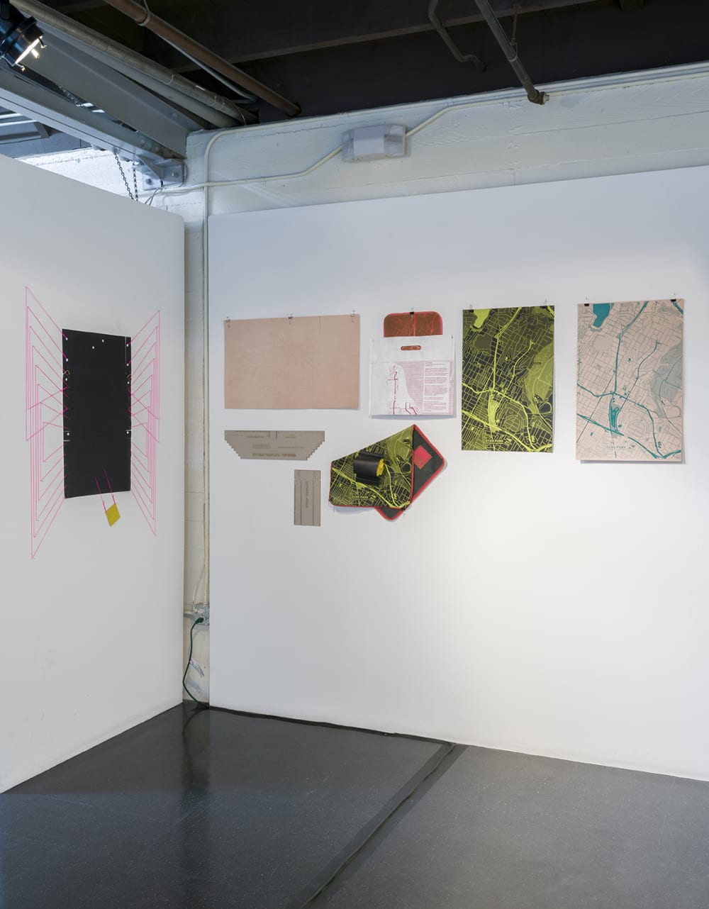 Maps on gallery walls